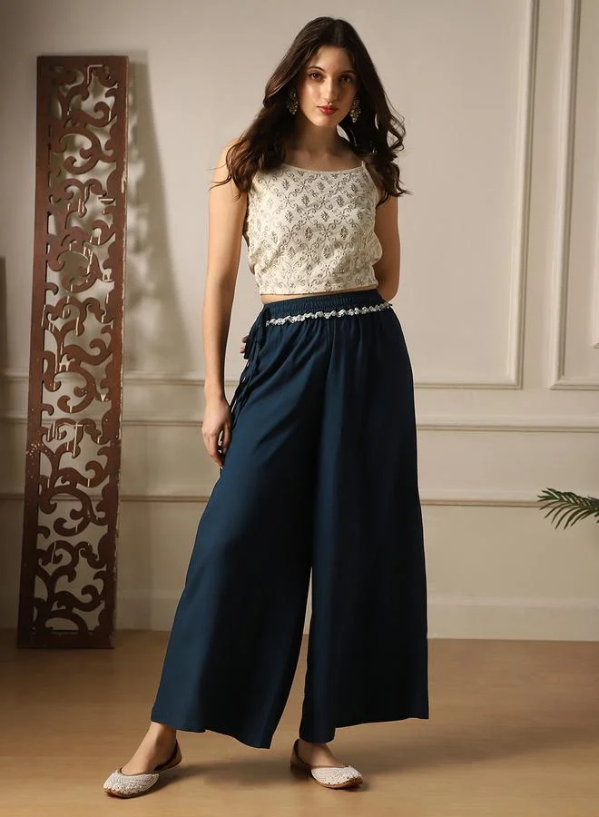 Globus green Women Wide Leg Palazzo Pants for Women | Best Price UAE